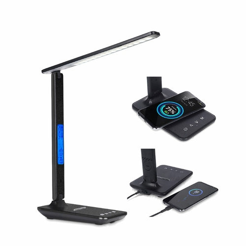 Lamp Plus 3-in-1 LED Lamp with Wireless Charger, Clock & Temperature