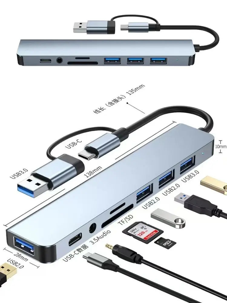 8-in-1 USB-C Hub – HDMI, USB-A, SD Card & More