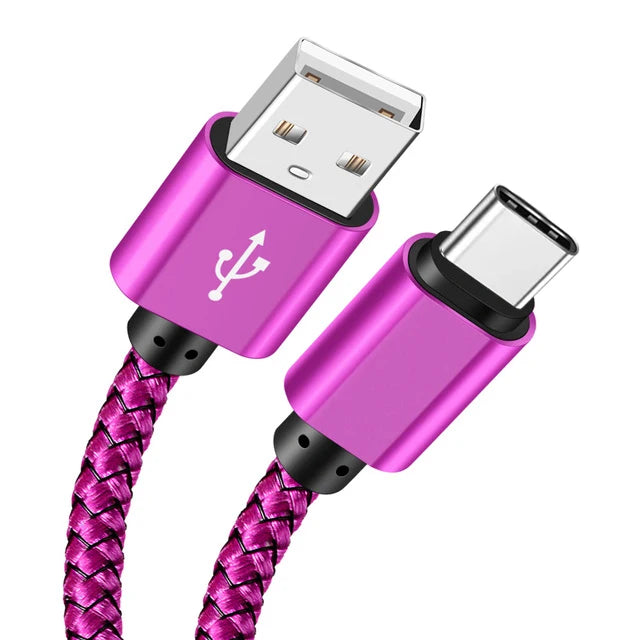 USB Fast Charging Cable 1m 1pcs Rose Red