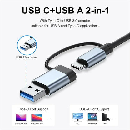 8 In 1 Port USB C Expander USB 3 Hub Type-C Splitter Type C Dock Multiport Adapter USB Expander For Xiaomi Phone Tablet