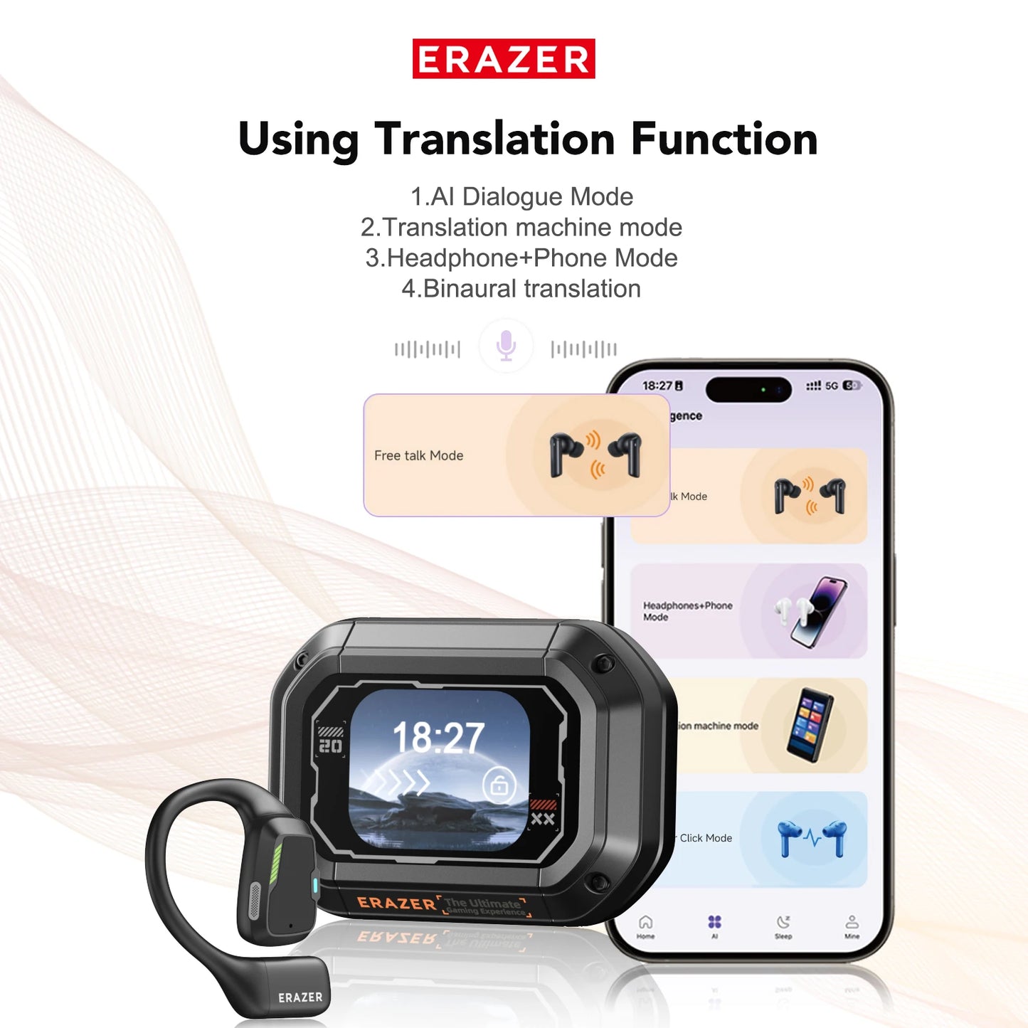 Erazer XP6 Wireless Headset – Powerful Sound & AI Translator