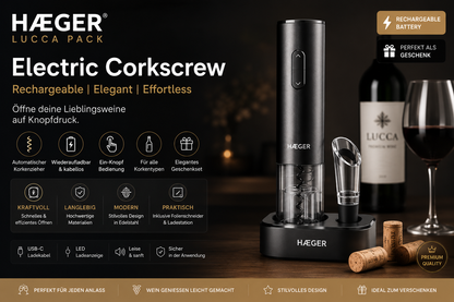 Electric Corkscrew Haeger Lucca Pack Rechargeable