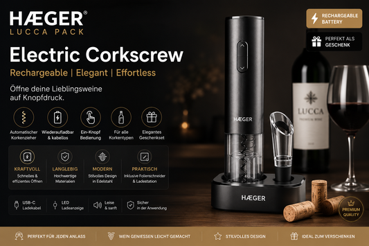 Electric Corkscrew Haeger Lucca Pack Rechargeable