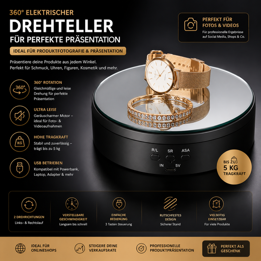 360° Electric Motorized Rotating Display Stand Jewelry Photography