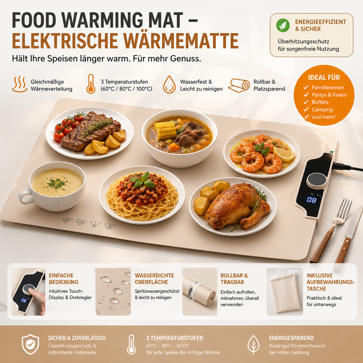 Food Warming Mat – Elektrische Wärmematte | Smart Electric Food Warming Mat