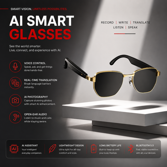 Smart AI Bluetooth Sunglasses – Music, Calls & AI Translation