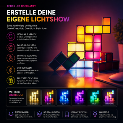 Tetris LED Tischlampe – Erstelle deine eigene Lichtshow