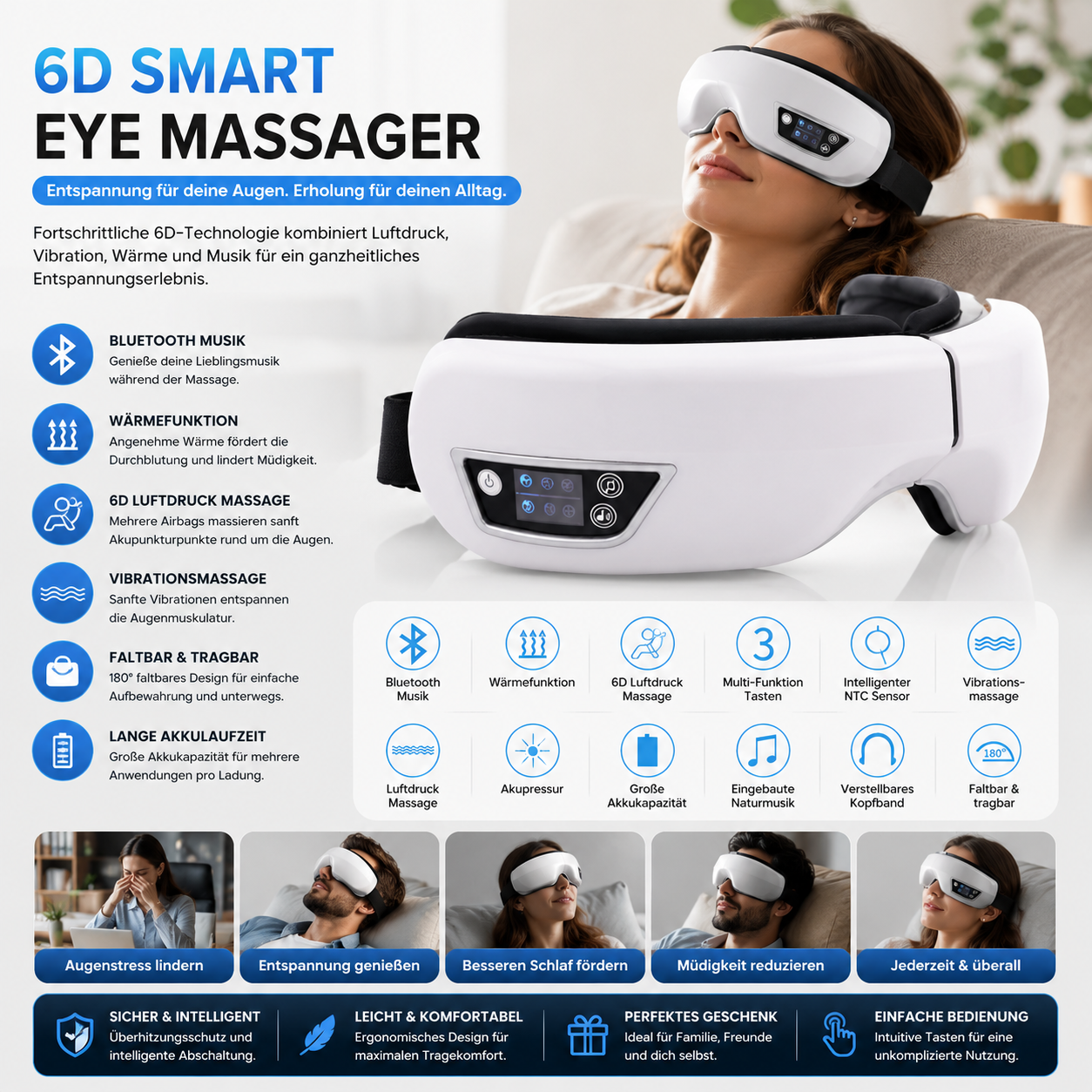 6D Smart Eye Massager – Daily Luxury Relaxation for Eyes