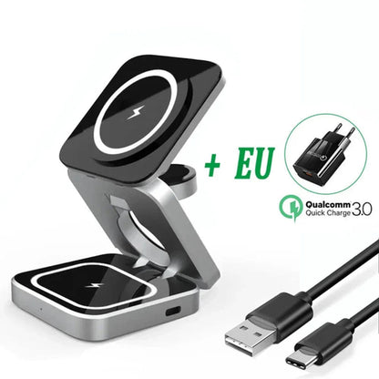 Foldable 3 in 1 Wireless Charging Phone Stand EU