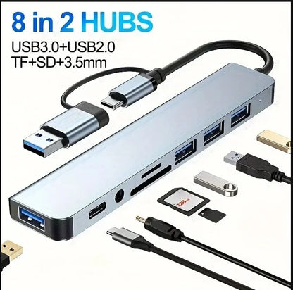 8 In 1 Port USB C Expander USB 3 Hub Type-C Splitter Type C Dock Multiport Adapter USB Expander For Xiaomi Phone Tablet 8 In1