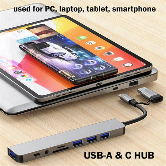 8 In 1 Port USB C Expander USB 3 Hub Type-C Splitter Type C Dock Multiport Adapter USB Expander For Xiaomi Phone Tablet