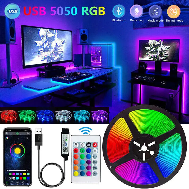 Bluetooth LED Strip Lights – RGB Color Changing 1M–5M