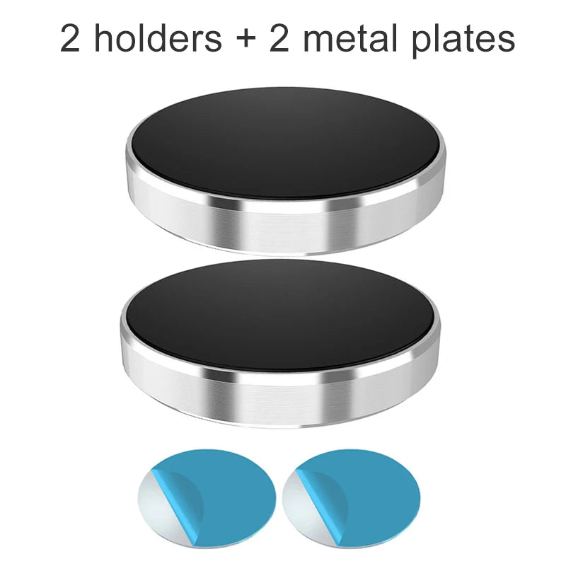 Magnetic Round Phone Holder Magnet Sticker for Car Interior Accessories GPS Air Vent Mount Mobile Stand 2pcs Silver