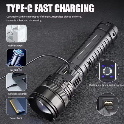 Ultra Bright Torch Built-in Battery Flash Light Emergency Spotlights 5km 1500W Most Powerful Led Flashlights Tactical