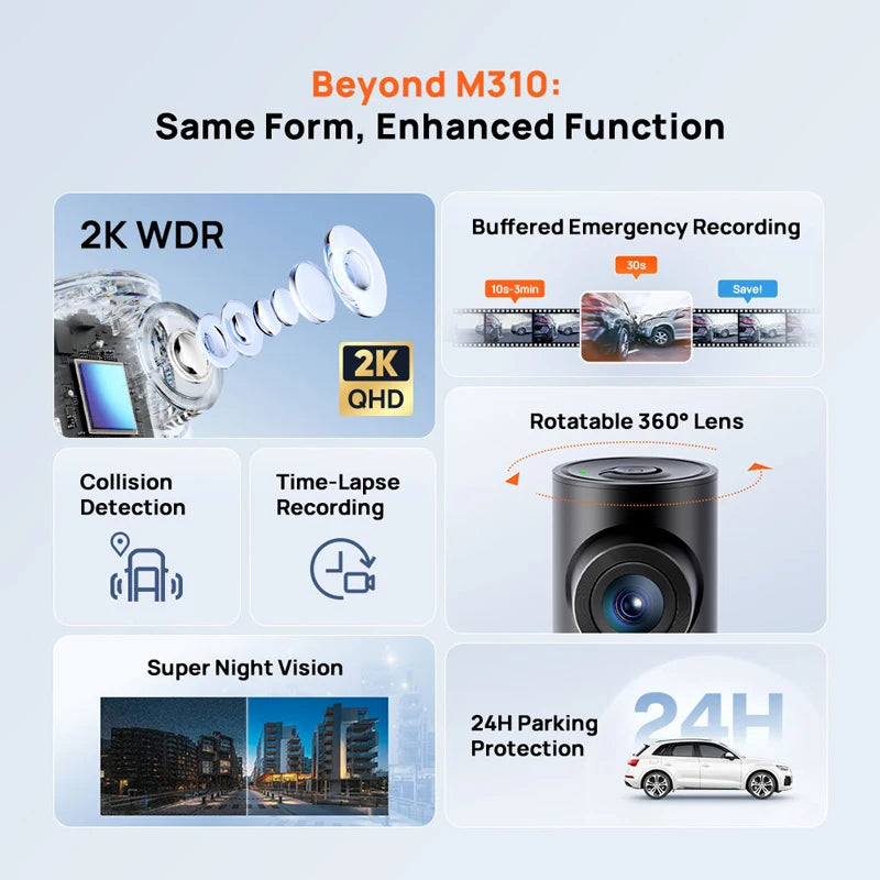 Dash Cam M310 Plus 2K – Smart. Sharp. Reliable.
