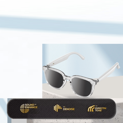 Smart AI Bluetooth Sunglasses – Music, Calls & AI Translation HY-1009 (AI Smart Translation Model) White Gray